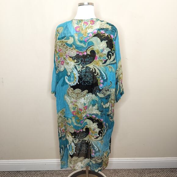 Ulla Popken Tank Jacket Set 16 / 18 Chiffon Floral Sheer Draped - Picture 10 of 12